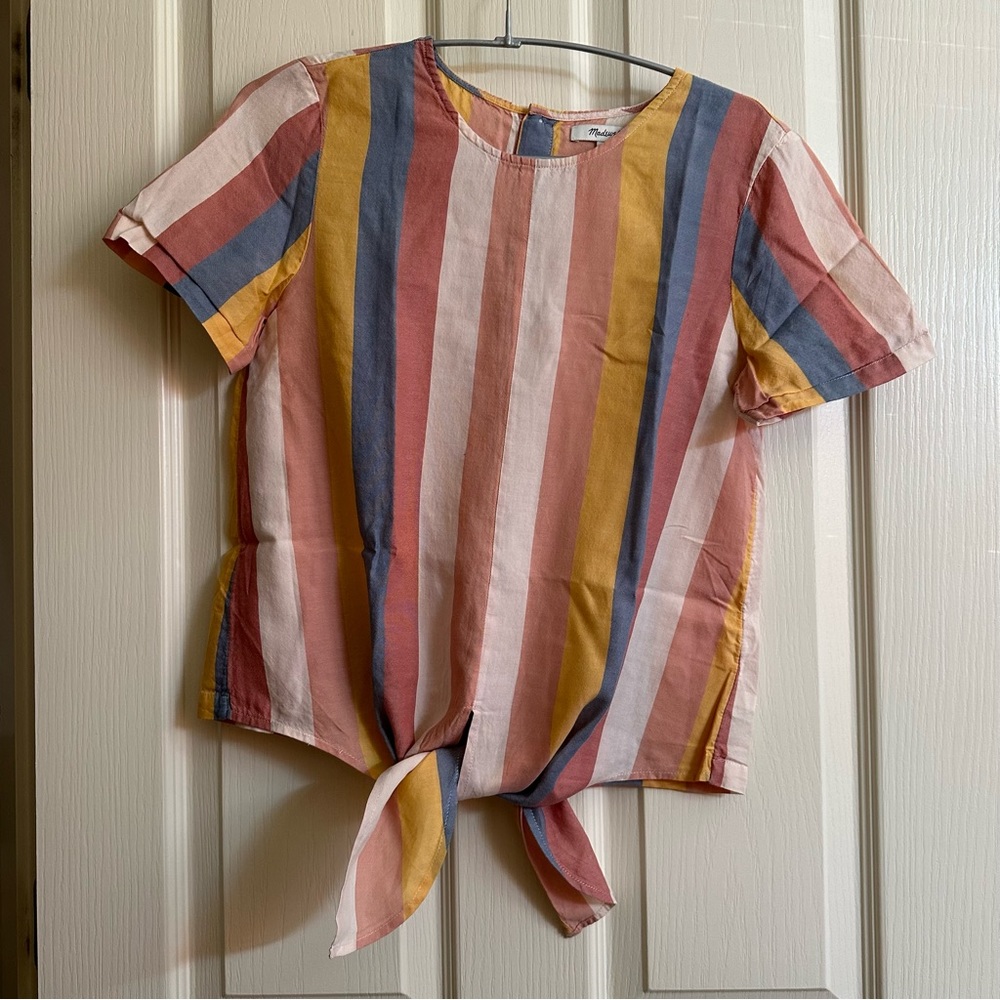 Madewell Button-Back Top in Sherbet Stripe